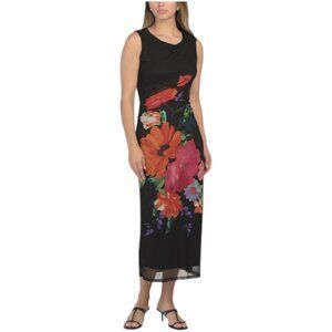 NICOLE MILLER NEW YORK Scoop Neck Mesh Maxi Dress